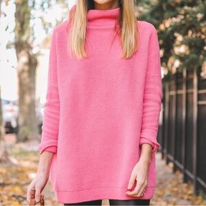 Free People Vibrant Pink Cowl Neck Sweater